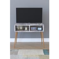 Remaks Retro Beyaz_Mermer Tv Sehpası