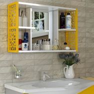Remaks Sarı Aynalı Lavabo Banyo Dolabı
