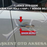 Renault Fluence 4 Sensör Delikli Paslanmaz 4 Kapı Krom Kapı Kolu