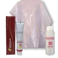 Renna 60 ml 66.46 Kışkırtıcı Kızıl Saç Boyası + Exicolor 60 ml 30 Volüm Oksidan + Boya Naylon Seti
