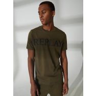 Replay M647500022980P Bisiklet Yaka Düz Yeşil Erkek T-Shirt