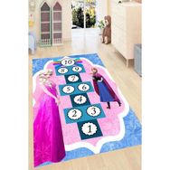 Resmiro Özel Tasarım Elsa ve Anna Seksek Desenli Kaymaz Taban Dijital Baskı Renkli 180x280 cm Çocuk Odası Halısı