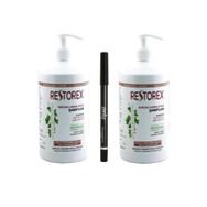 Restorex Kuru ve Yıpranmış Saçlar İçin Sağlıklı Uzama Etkili 2x1000 ml Şampuan