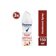 Rexona Natural Fresh Şeftali ve Limon Otu 3x150 ml Kadın Deodorant