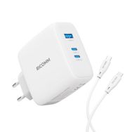 Ricomm 100 W GAN 3 Portlu USB-C+USB-A QC5.0 PD Type-C Hızlı Şarj Cihazı+100 W Şarj Kablosu