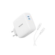 Ricomm 100W GaN 2 Portlu USB-C QC5.0 PD Type-C Beyaz Hızlı Şarj Cihazı + 100W Şarj Kablosu