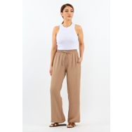Ritnice 1310 Relaxed Bej Bel Lastikli Düz Kesim Cepli Ayrobin Kadın Pantolon