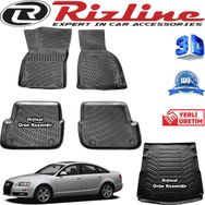 Rizline Audi A6 3D Paspas + 3D Bagaj Havuzu Sedan 2005 - 2012 Arası Siyah Set