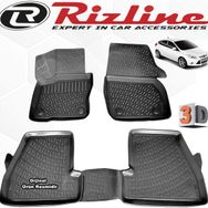 Rizline Ford Focus 3 HB 2011 - 2015 Arası Siyah 4 Parça Set 3D Havuzlu Paspas