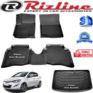 Rizline Hyundai i20 3D Paspas + 3D Bagaj Havuzu HB 2008-2014 Arası Siyah Set