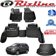 Rizline Kia Sorento 3D Paspas + 3D Bagaj Havuzu 2010 - 2015 Arası Siyah Set