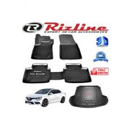 Rizline Megane 4 3D Paspas + 3D Çift Kulaklı Bagaj Havuzu Sedan 2016 Sonrası Siyah Set