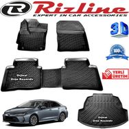 Rizline Toyota Corolla 3D Paspas + 3D Bagaj Havuzu Sedan 2019 Sonrası Siyah Set