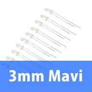 Robocombo 10 Adet 3 mm Şeffaf Mavi Diyot Led