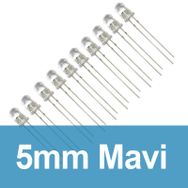 Robocombo 10 Adet 5 mm Şeffaf Mavi Diyot Led