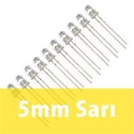 Robocombo 10 Adet 5 mm Şeffaf Sarı Diyot Led
