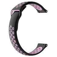 Robotekno Samsung Galaxy Watch Gear S3 Classic Frontier Delikli 42-46 mm Siyah Pembe Silikon Kordon