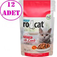 Rocat Kuzu Etli 12x85 gr Yaş Kedi Maması