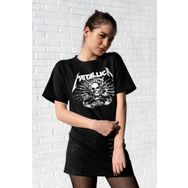 Rock & Roll 1M1BW090FS Metallica Kurukafa Siyah Kısa Kollu Kadın T-Shirt