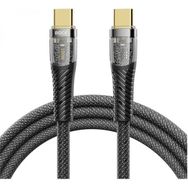 Rock Z21 100 W Type-C to Type-C PD 6 A 1.2 m Siyah Altın Uçlu Örgü Şarj ve Data Kablosu