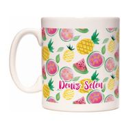 Rock'n Fox Karpuz Ananas Meyve Desenli Kişiye İsme Özel Kupa Bardak