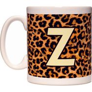 Rock'n Fox Z Harfi Leopar Desen Baş Harf Tasarımlı Kahve Kupa Bardak
