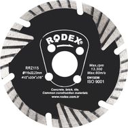 Rodex RRZ115 Uzatılmış Segment 115 mm Turbo Elmas Tuğla Granit Kesme Diski