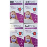 Roll 3 Katlı Telli 4x10 Kız Çocuk Mor Cerrahi Maske