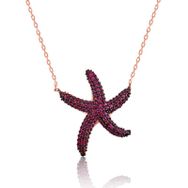 Rom Design 925 Ayar Pembe Deniz Yıldızı Kadın Gümüş Kolye