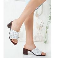 Rome Slippers RT-2202 Beyaz Hakiki Deri Topuklu Günlük Kadın Terlik