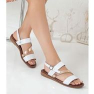 Rome Slippers RT-22066 Beyaz Rose Hakiki Deri Günlük Kadın Sandalet Ayakkabı