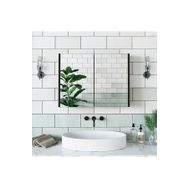 Roomart AD7 Kulpsuz 2 Kapaklı Ahşap Siyah Suntalam 80 cm Aynalı Banyo Üst Dolabı
