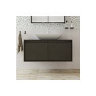 Roomart Ayaksız 2 Kapaklı Lavabolu Ahşap Siyah Suntalam 100 cm Banyo Dolabı