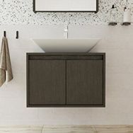 Roomart Ayaksız 2 Kapaklı Lavabolu Ahşap Siyah Suntalam 65 cm Banyo Dolabı