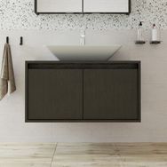 Roomart Ayaksız 2 Kapaklı Lavabolu Ahşap Siyah Suntalam 85 cm Banyo Dolabı