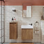 Roomart Ayaksız Tek Kapaklı Lavabolu 50 cm Atlantik Çam Banyo Dolabı ve Aynalı Üst Dolabı ve Boy Dolabı