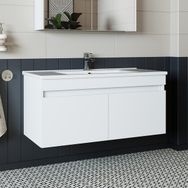 Roomart LD3 Ayaksız 2 Kapaklı Lavabolu Beyaz 100 cm Mdf Banyo Dolabı