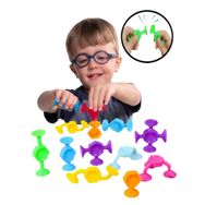 RoseRoi 15 Parça Vantuzlu Vakum Molekül Yapı Silikon Taşları Fidget Duyusal Eğitici Oyuncak