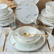 Rossev Marble Gold 24 Parça 6 Kişilik Yemek Takımı