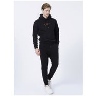 Routefield RFHENRY2122 Henry Kapüşonlu Normal Kalıp Desenli Siyah Erkek Sweatshirt