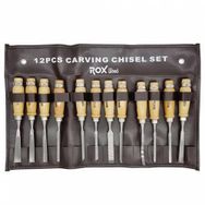 Rox Wood 12 Parça Metal Yüzüklü Saplı Ahşap Oyma İskarpela Seti