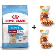 Royal Canin Medium Puppy Orta Irk 15 kg Yavru Köpek Maması + 2x80 gr Wooc Ödül