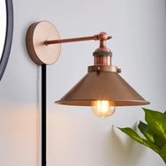 Rsylight 22 cm Retro Metal Mat Bakır Kaplama Kaplolu Anahtarlı Rustik Duvar Aplik