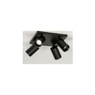 Rsylight Metal Hareketli Modern Siyah Kare 4'lü Beyaz Ampullü Led Spot Avize