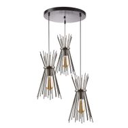 Rsylight Retro Metal 3'lü Siyah Rustik Dekoratif Kirpi Siyah Sarkıt Avize