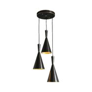 Rsylight Retro Rustik Dekoratif Siyah Içi Sarı 3'lü Metal Sarkıt Avize