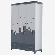 Ruum Store City Montessori 3 Kapaklı Gri Gardırop