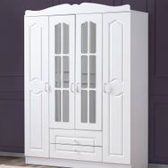 Ruum Store Country Kuzey West 4 Kapaklı 2 Çekmeceli Aynalı Mdf Beyaz Gardırop