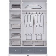 Ruum Store Country West 6 Kapaklı 2 Çekmeceli Aynalı Mdf Beyaz Gardırop