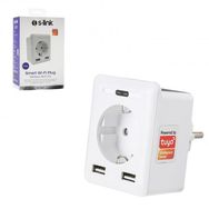 S-Link SL-04 2.4GHZ Tuya Destekli 2XUSB 10A Wifili Akım Korumalı Priz